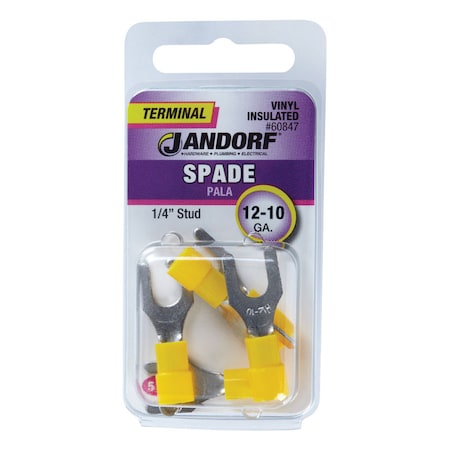 Jandorf Jandorf 12-10 Ga. Insulated Wire Terminal Spade Yellow 5 pk 60847